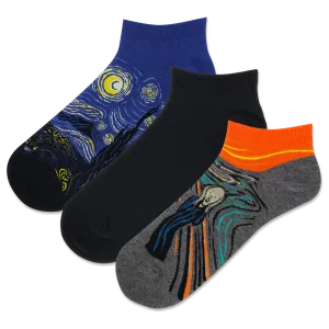 HOTSOX Men's Van Gogh/ Munch Low Cut Sock 3 Pack
