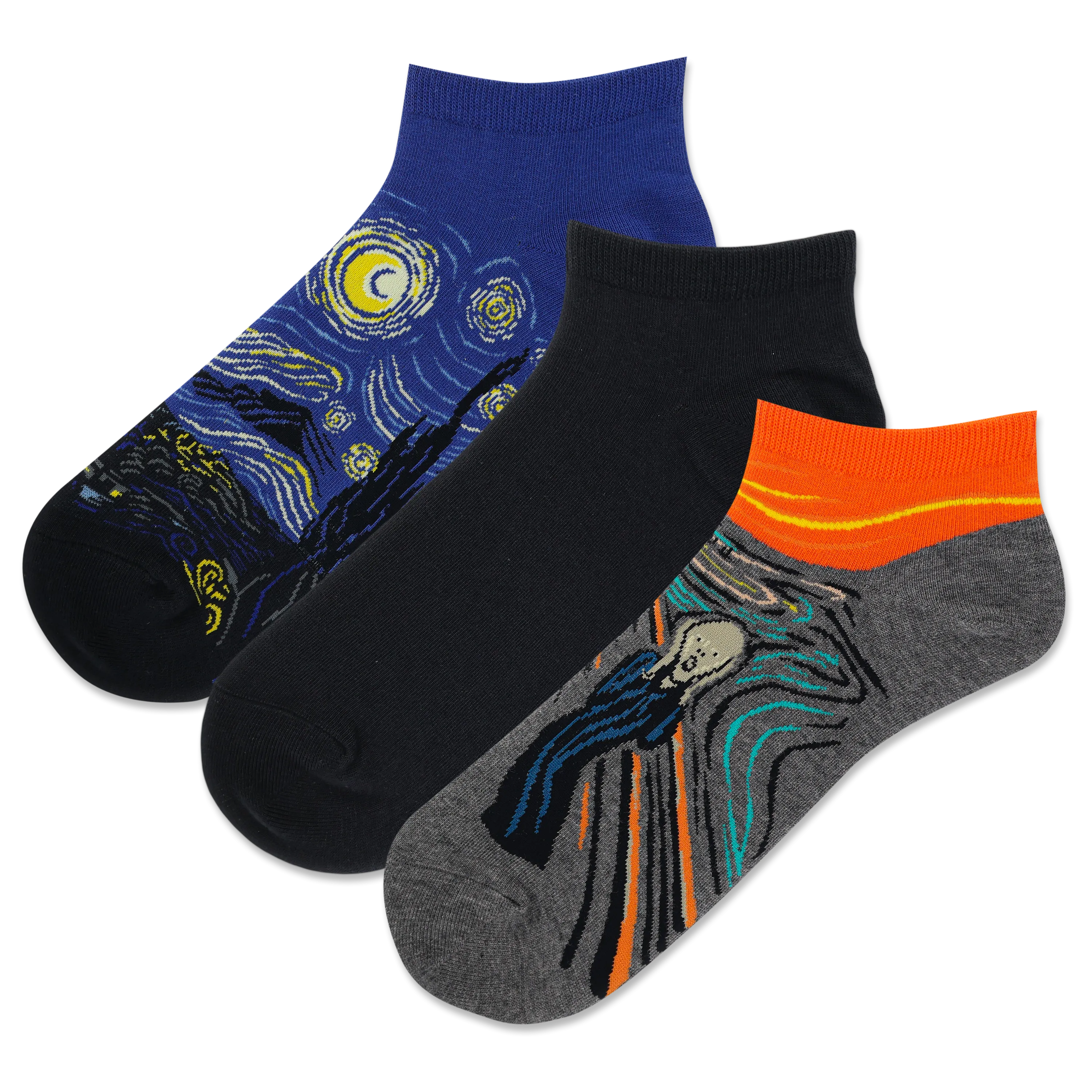 HOTSOX Men's Van Gogh/ Munch Low Cut Sock 3 Pack