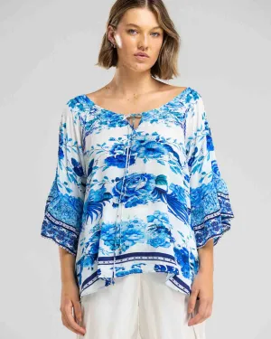 INOA Boho Top - Marseila Blue Florali
