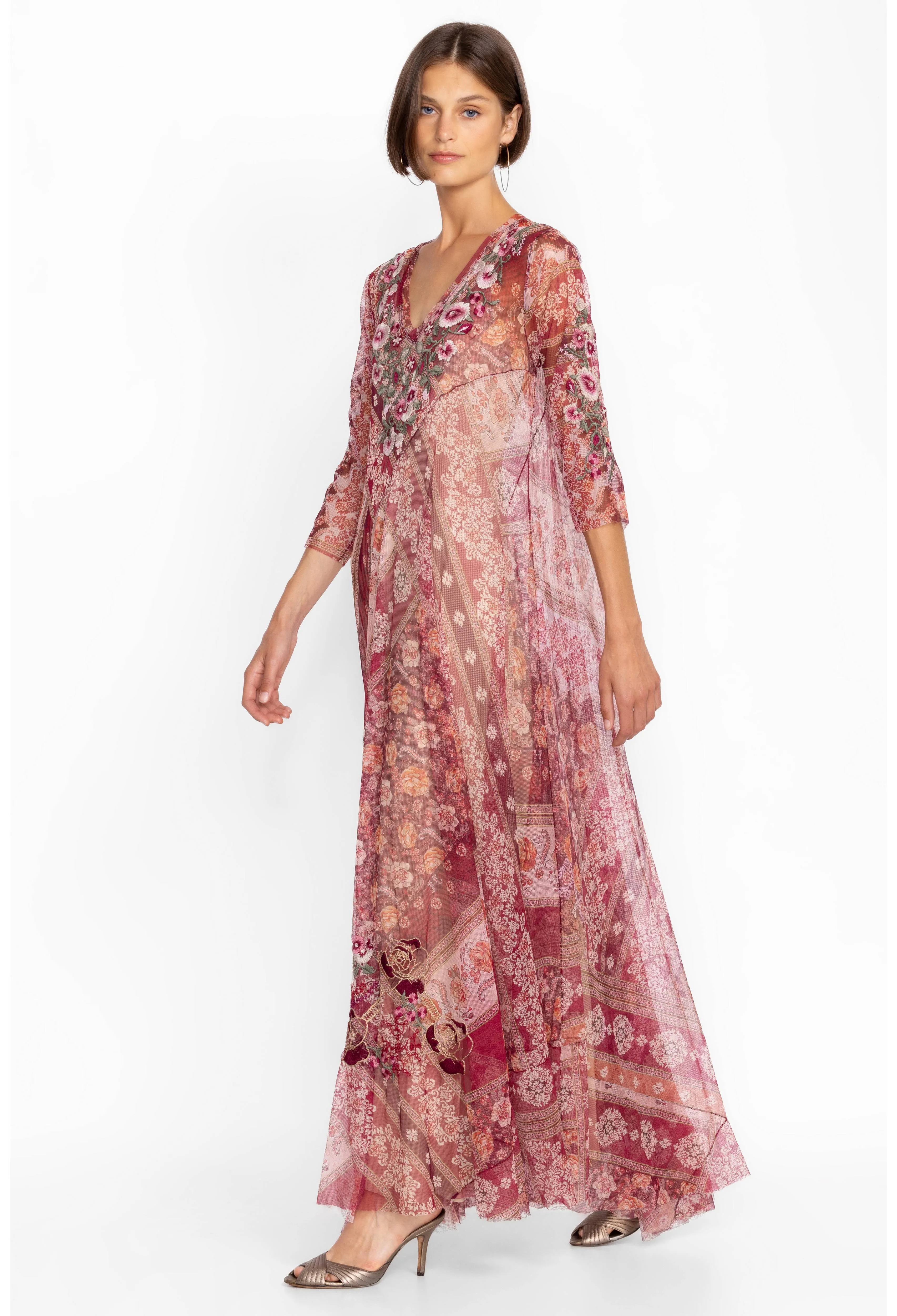 Johnny Was Cardinal Mesh Dress (Slip)