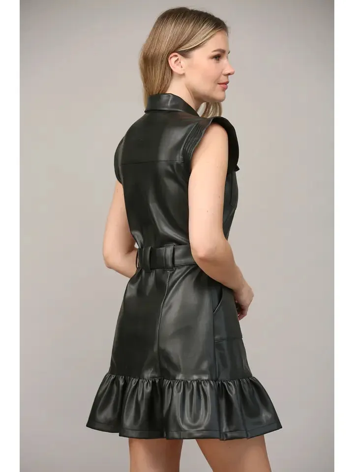 Leather Button Down Dress