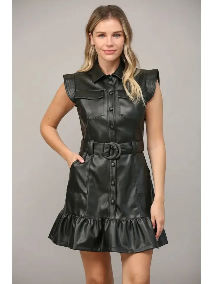 Leather Button Down Dress