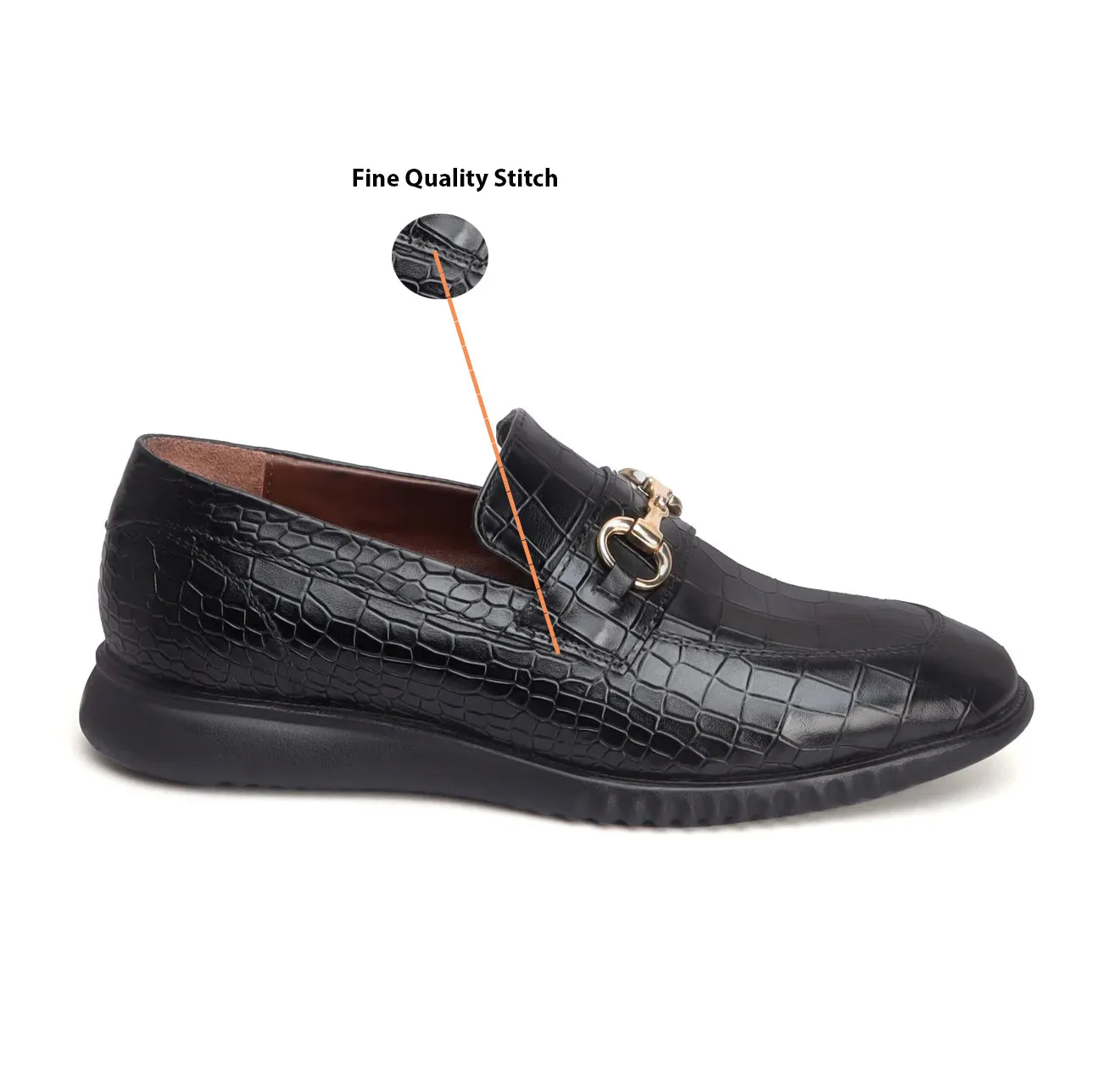 Light Weight Flat Loafer in Black Deep Cut Leather
