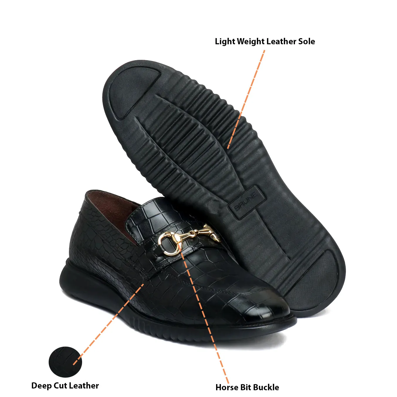 Light Weight Flat Loafer in Black Deep Cut Leather