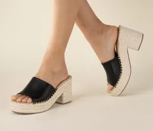 LOCK-1 Espadrille Mule Heels