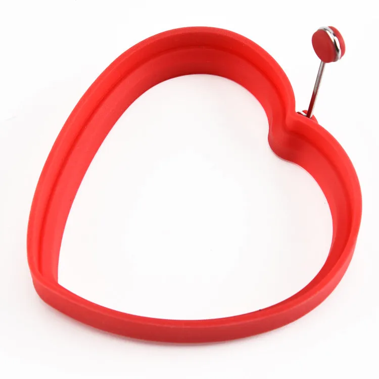Loving Heart Shape Silicone Fried Egg Maker Mold with Handle Kitchen Gadget Orange