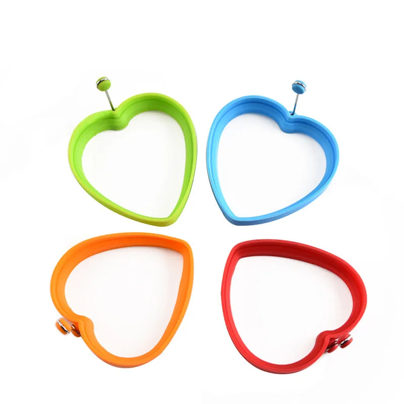 Loving Heart Shape Silicone Fried Egg Maker Mold with Handle Kitchen Gadget Orange