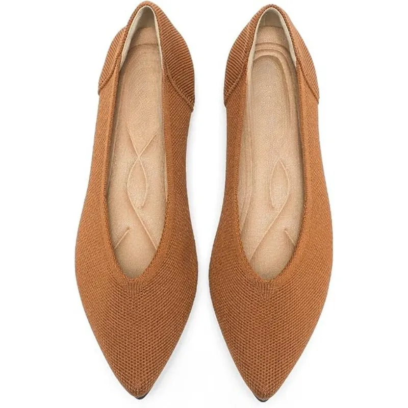 Memory Foam Insole Textured Knit Slip-On Flats