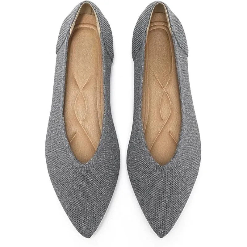 Memory Foam Insole Textured Knit Slip-On Flats