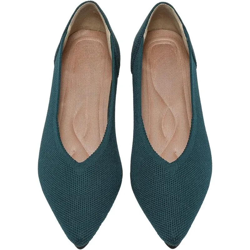 Memory Foam Insole Textured Knit Slip-On Flats