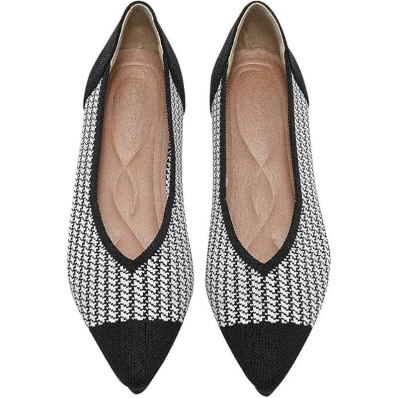 Memory Foam Insole Textured Knit Slip-On Flats