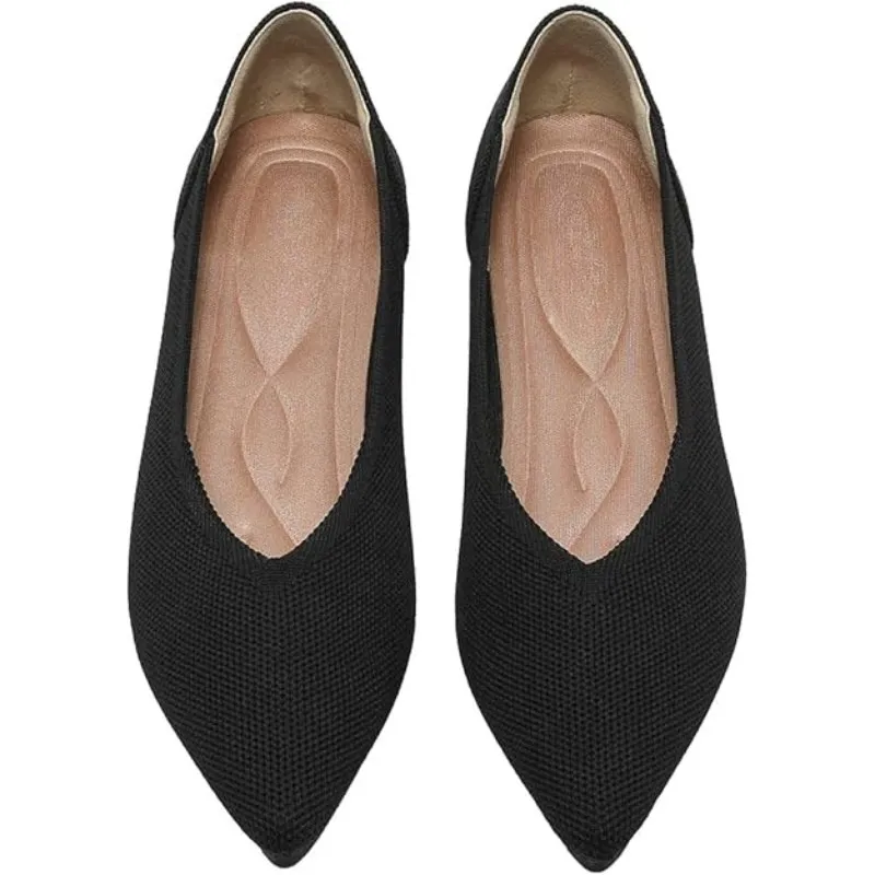 Memory Foam Insole Textured Knit Slip-On Flats