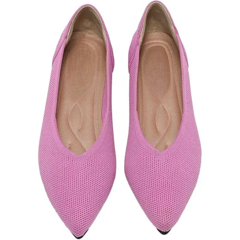 Memory Foam Insole Textured Knit Slip-On Flats