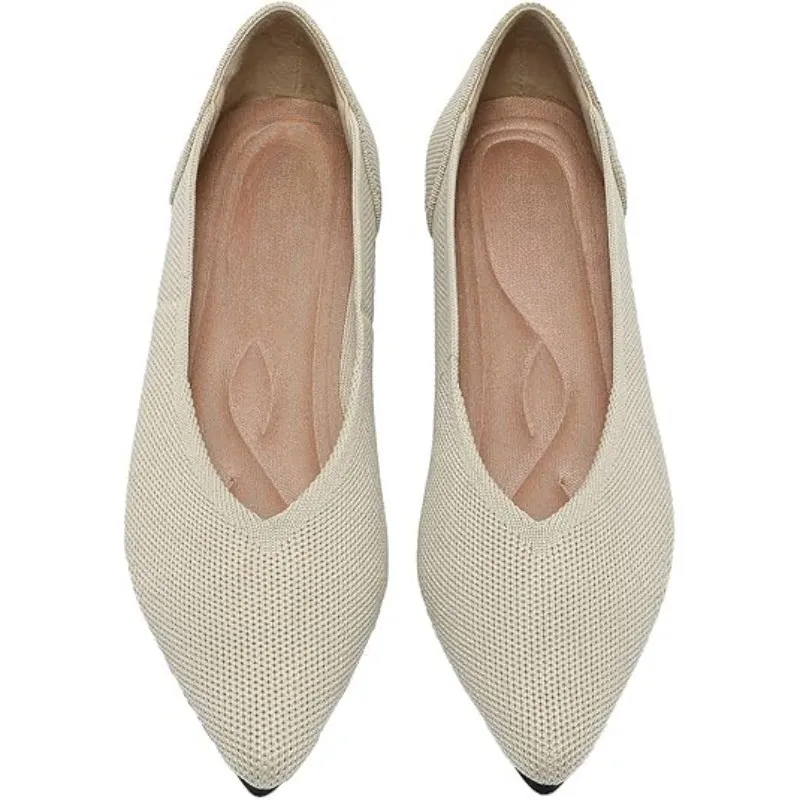 Memory Foam Insole Textured Knit Slip-On Flats