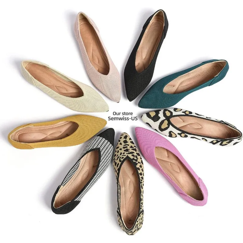 Memory Foam Insole Textured Knit Slip-On Flats