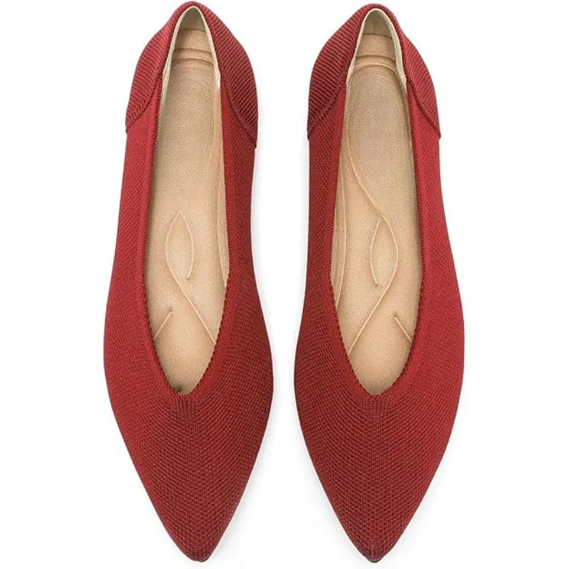 Memory Foam Insole Textured Knit Slip-On Flats
