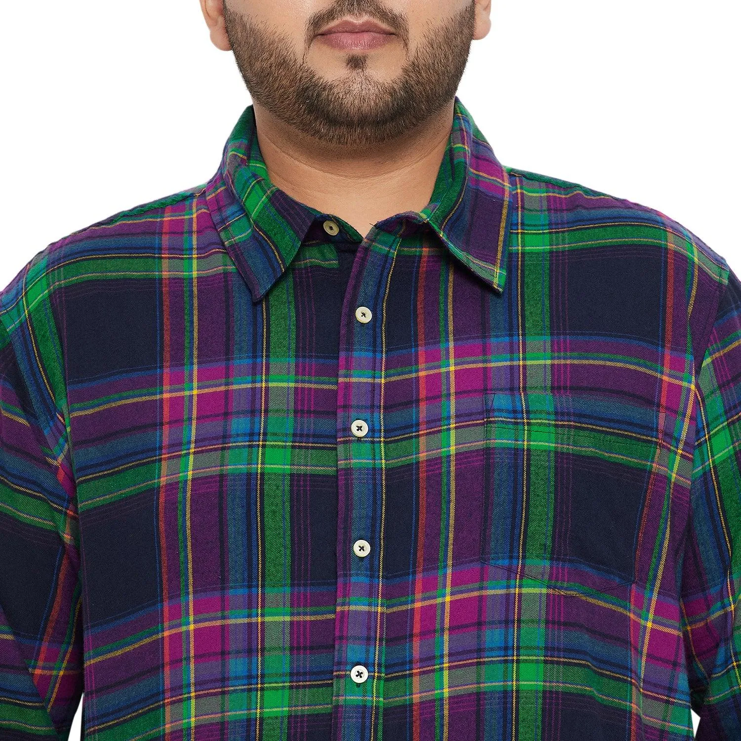 Men Plus Size Peace Check Shirt