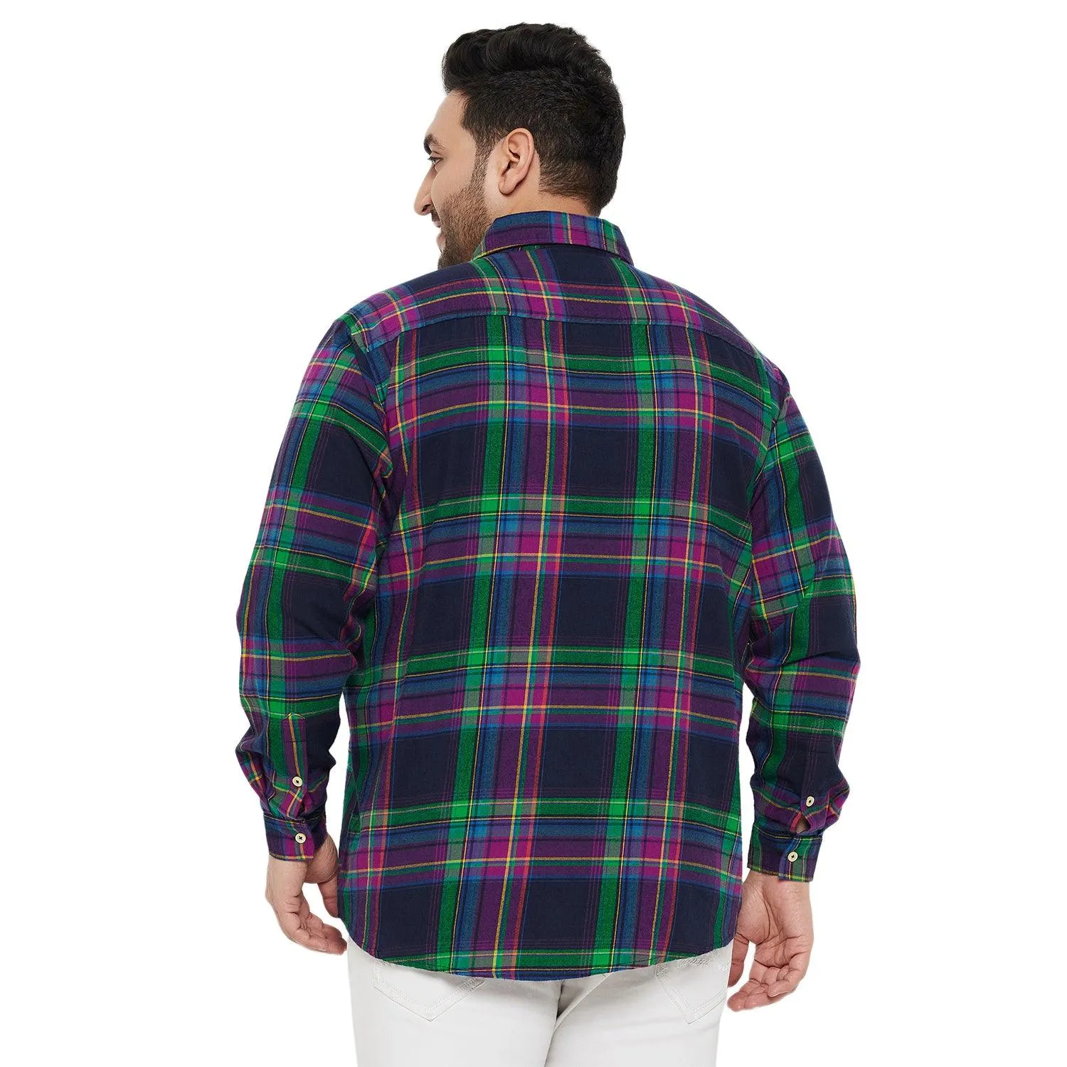 Men Plus Size Peace Check Shirt
