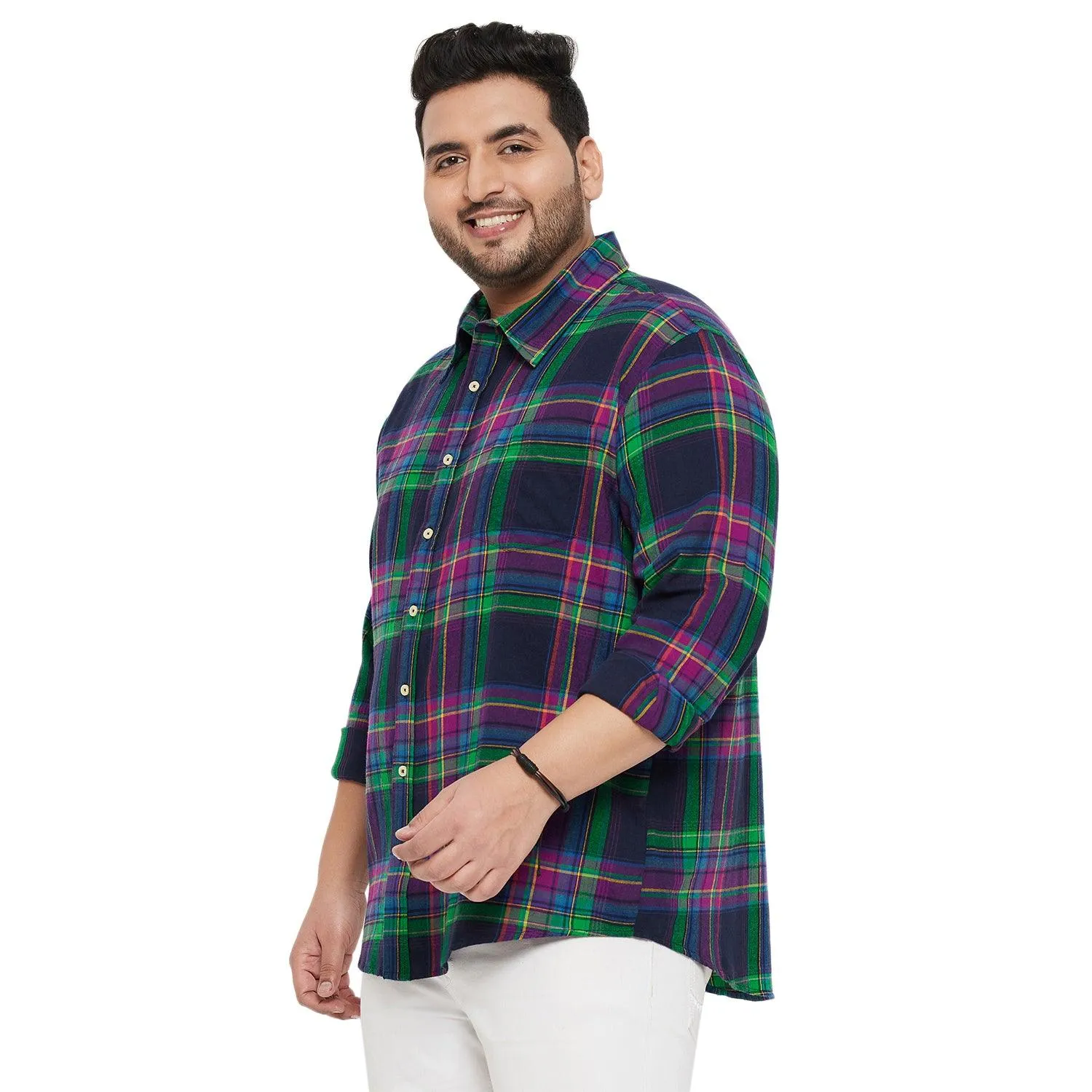 Men Plus Size Peace Check Shirt
