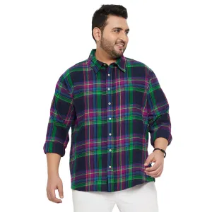 Men Plus Size Peace Check Shirt