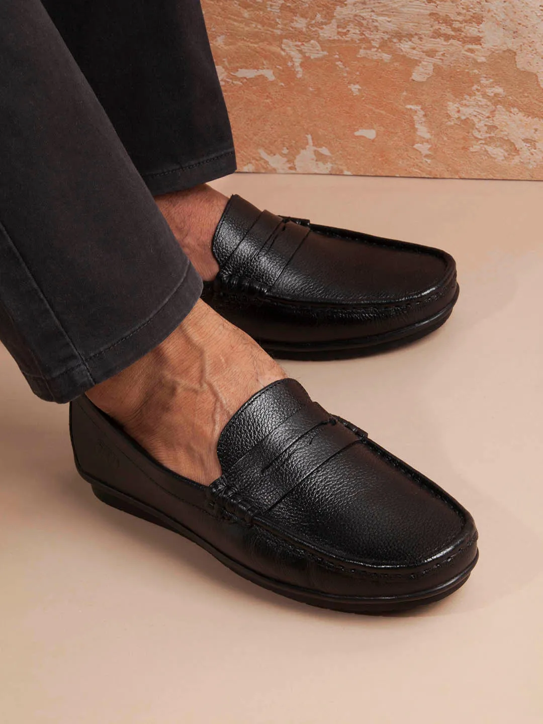 Men's Black Loafers (ID6111)