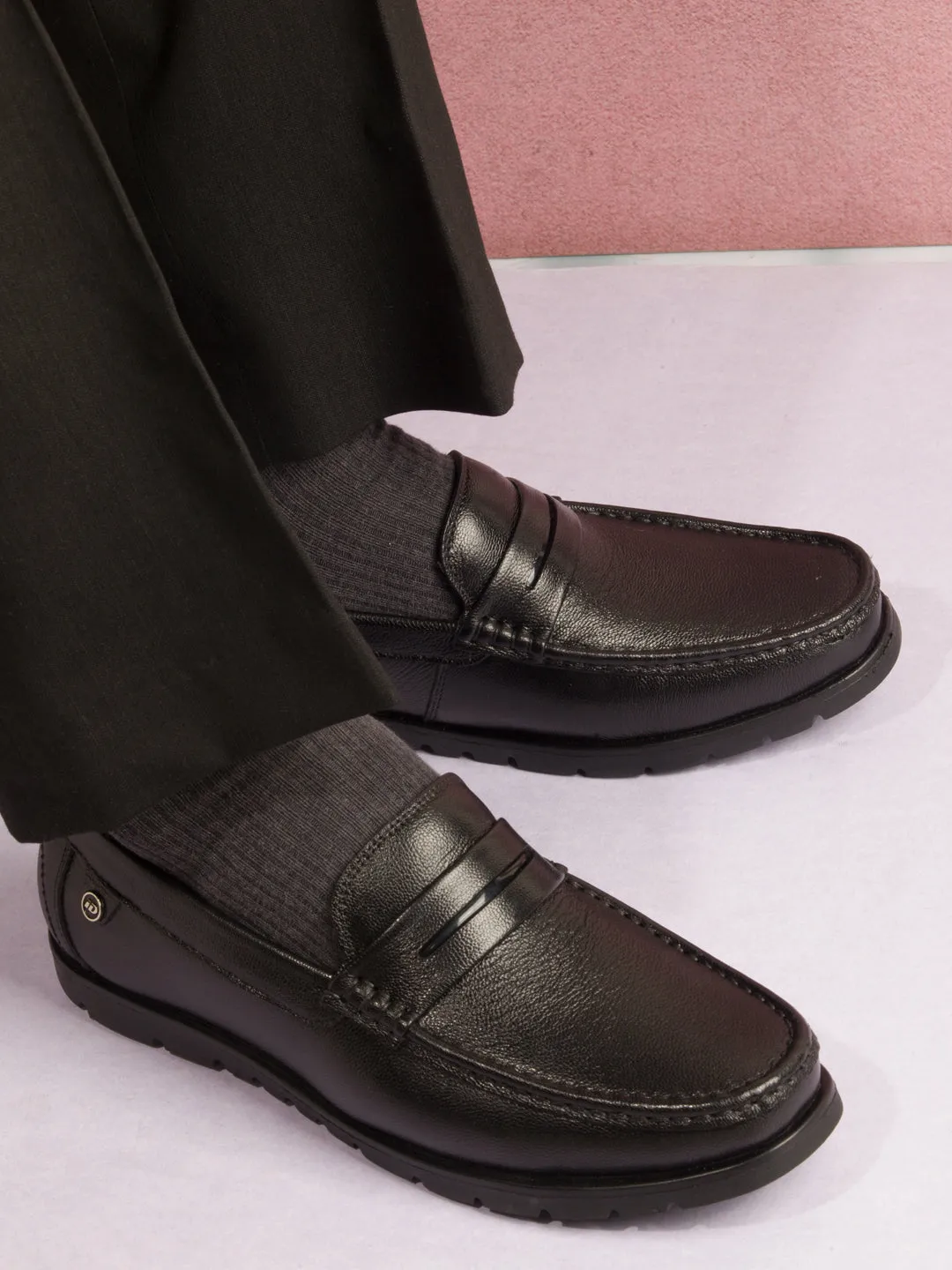 Men's Black Moc Toe Loafer (ID1174)
