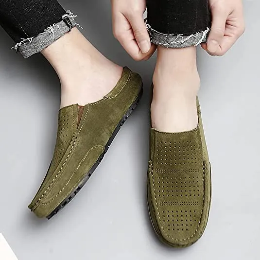 Men's Perforated Suede Clogs