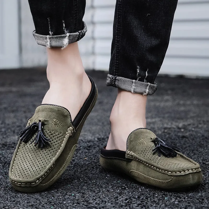Men's Tassel Perforated Driving Clogs
