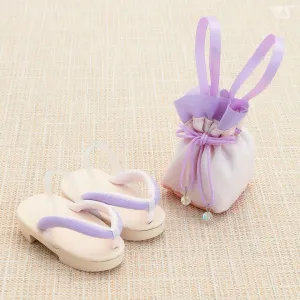 Modern Drawstring Bag & Geta Sandals Set (Light Pink)