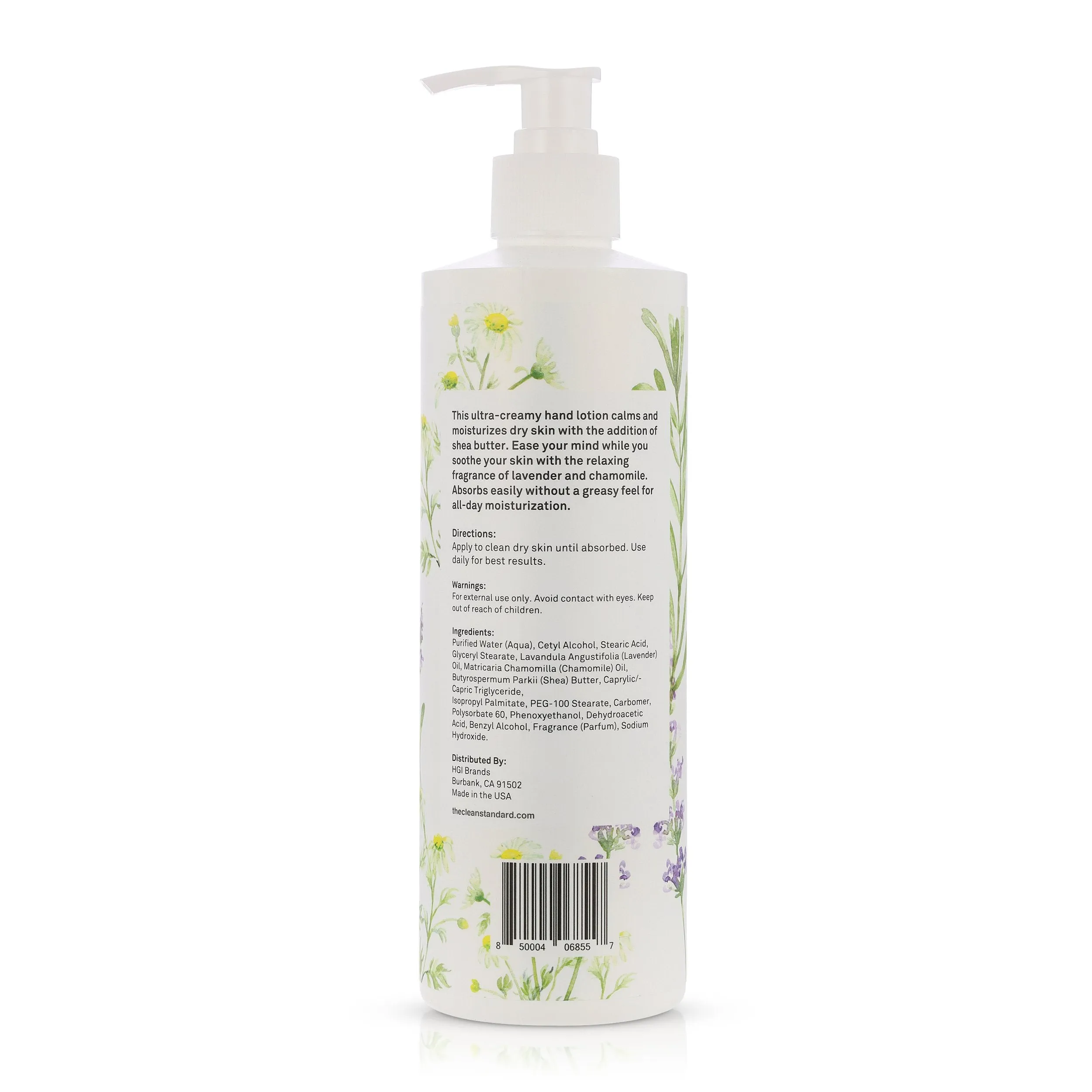 Moisturizing Hand Lotion for Dry Skin and Moisturizer with Shea Butter, Lavender and Chamomile | Hydrating Non Greasy Hand Cream for Women and Men by THE CLEAN STANDARD | 2 Bottle Set x 16 fl oz with Lotion Pump
