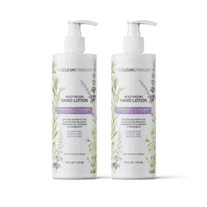 Moisturizing Hand Lotion for Dry Skin and Moisturizer with Shea Butter, Lavender and Chamomile | Hydrating Non Greasy Hand Cream for Women and Men by THE CLEAN STANDARD | 2 Bottle Set x 16 fl oz with Lotion Pump