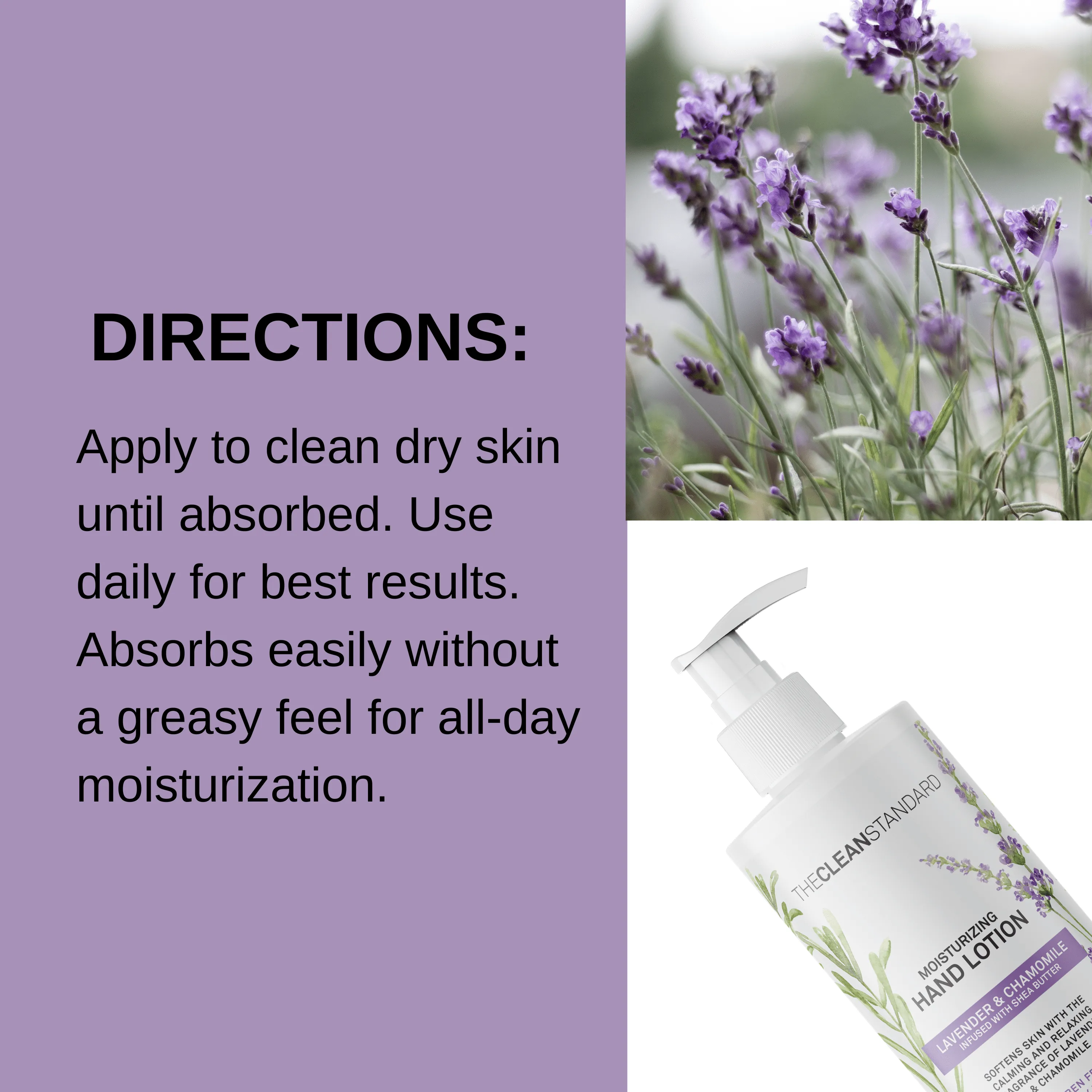 Moisturizing Hand Lotion for Dry Skin and Moisturizer with Shea Butter, Lavender and Chamomile | Hydrating Non Greasy Hand Cream for Women and Men by THE CLEAN STANDARD | 2 Bottle Set x 16 fl oz with Lotion Pump