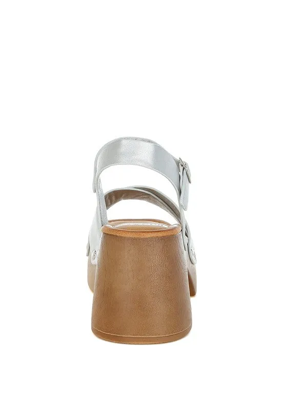 Morasa Metallic Pleather Clog Sandals