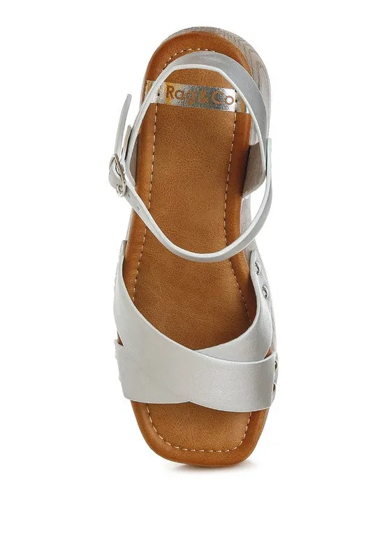 Morasa Metallic Pleather Clog Sandals