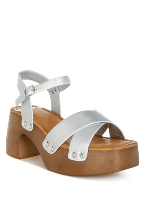 Morasa Metallic Pleather Clog Sandals