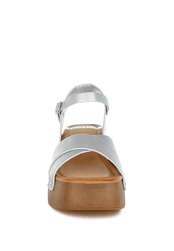 Morasa Metallic Pleather Clog Sandals