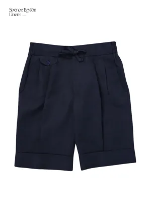 Navy Linen Bermuda Shorts