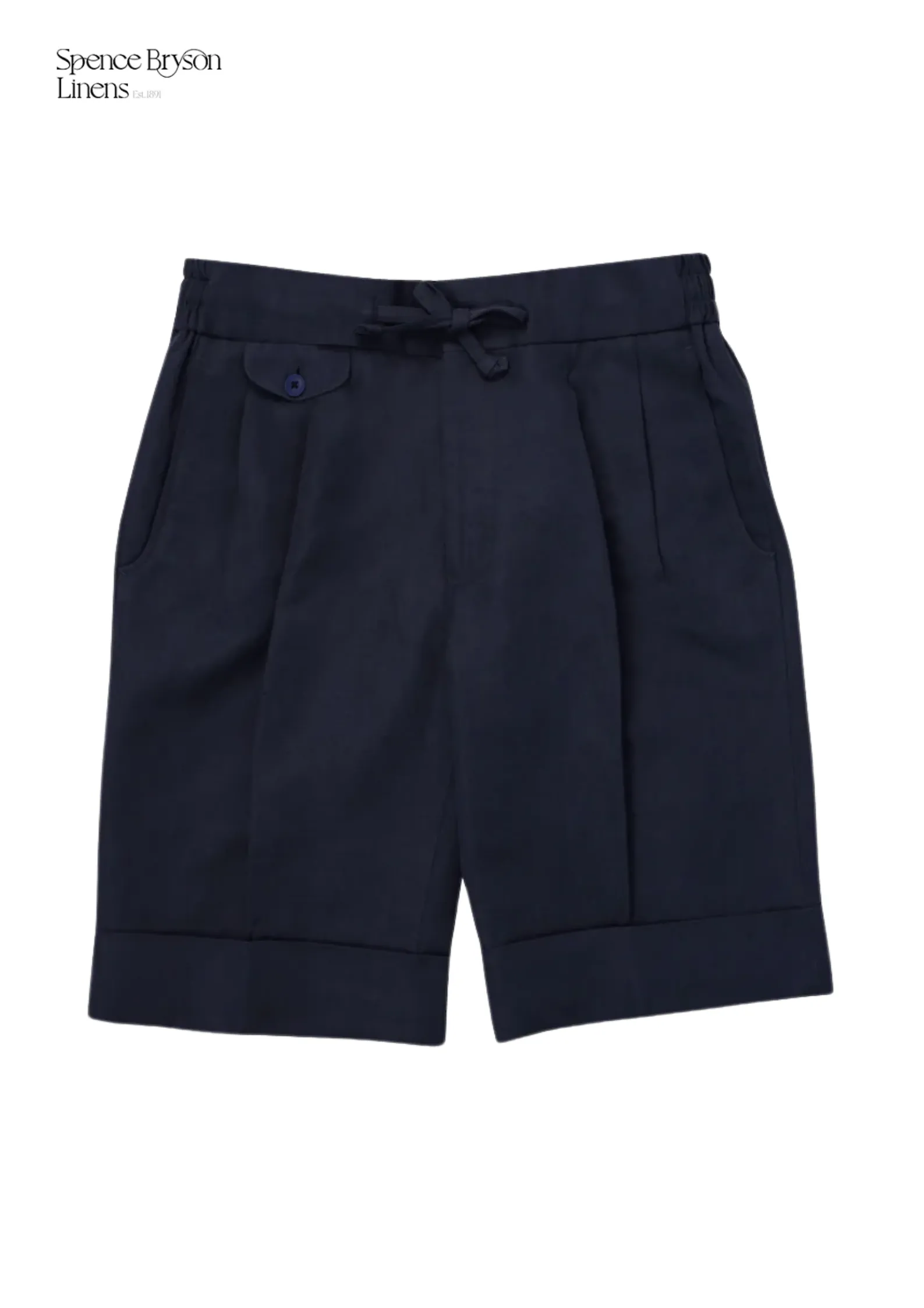 Navy Linen Bermuda Shorts
