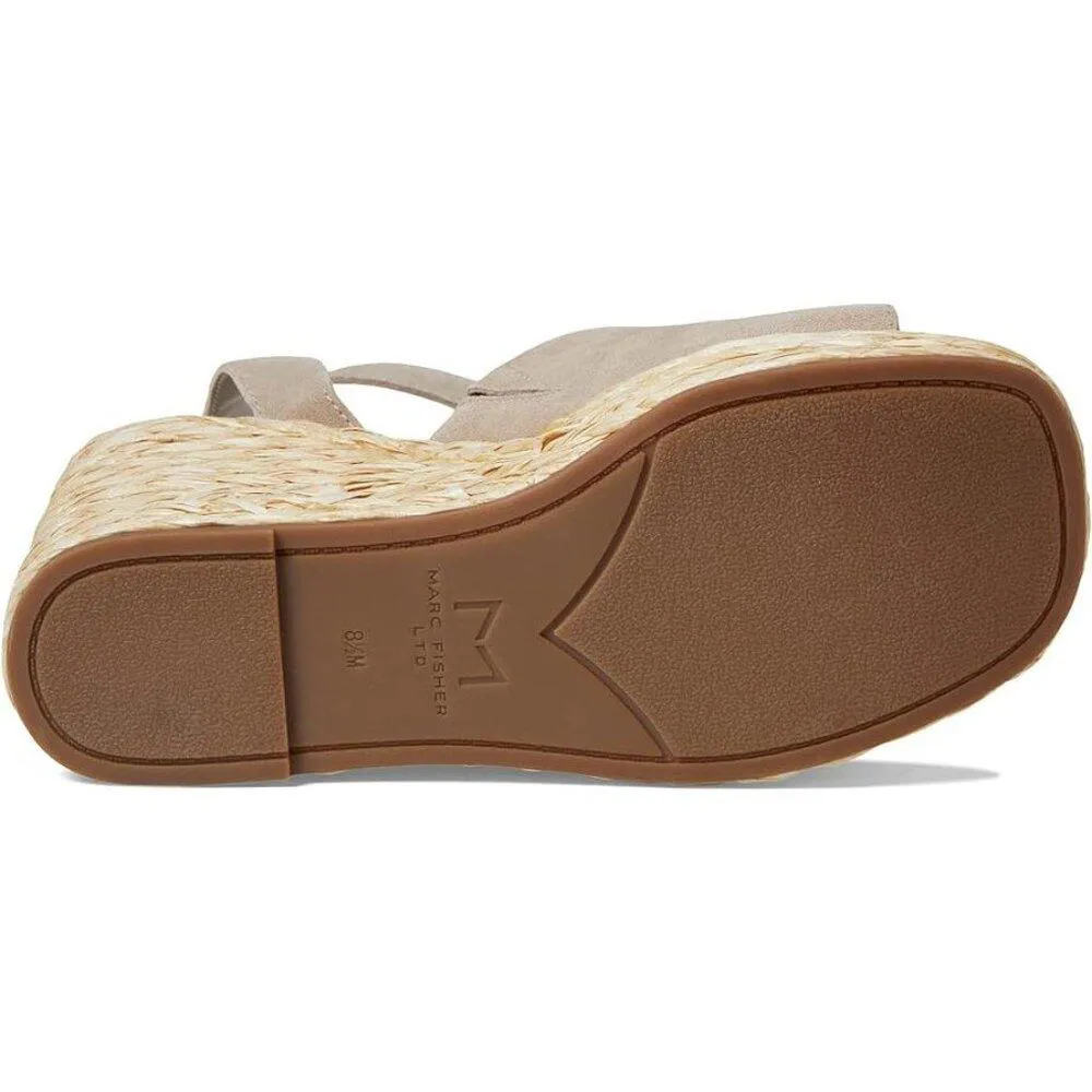 Nelly Taupe Suede Espadrille Wedge Sandals