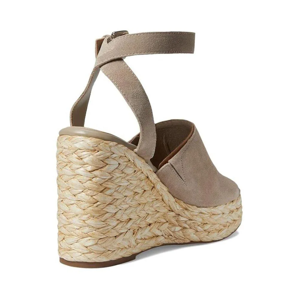 Nelly Taupe Suede Espadrille Wedge Sandals