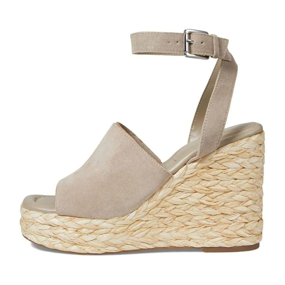 Nelly Taupe Suede Espadrille Wedge Sandals