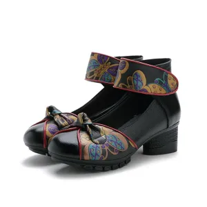 New Retro Genuine Leather Platform Soft Bottom Women Shoes