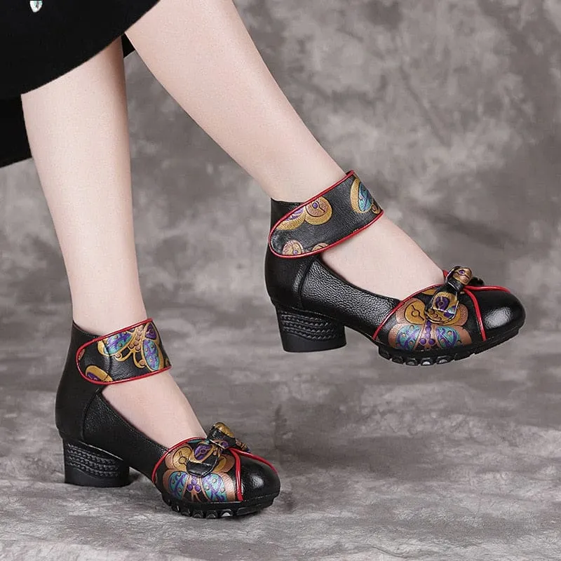 New Retro Genuine Leather Platform Soft Bottom Women Shoes