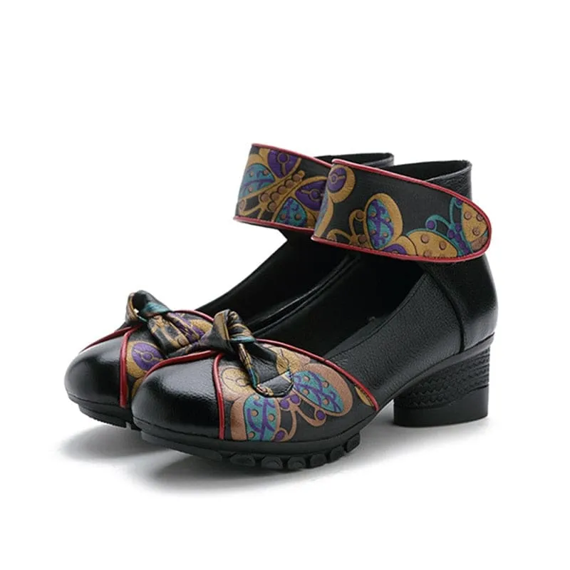 New Retro Genuine Leather Platform Soft Bottom Women Shoes