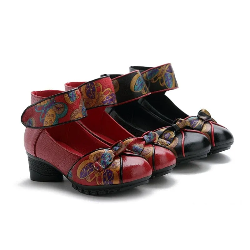 New Retro Genuine Leather Platform Soft Bottom Women Shoes