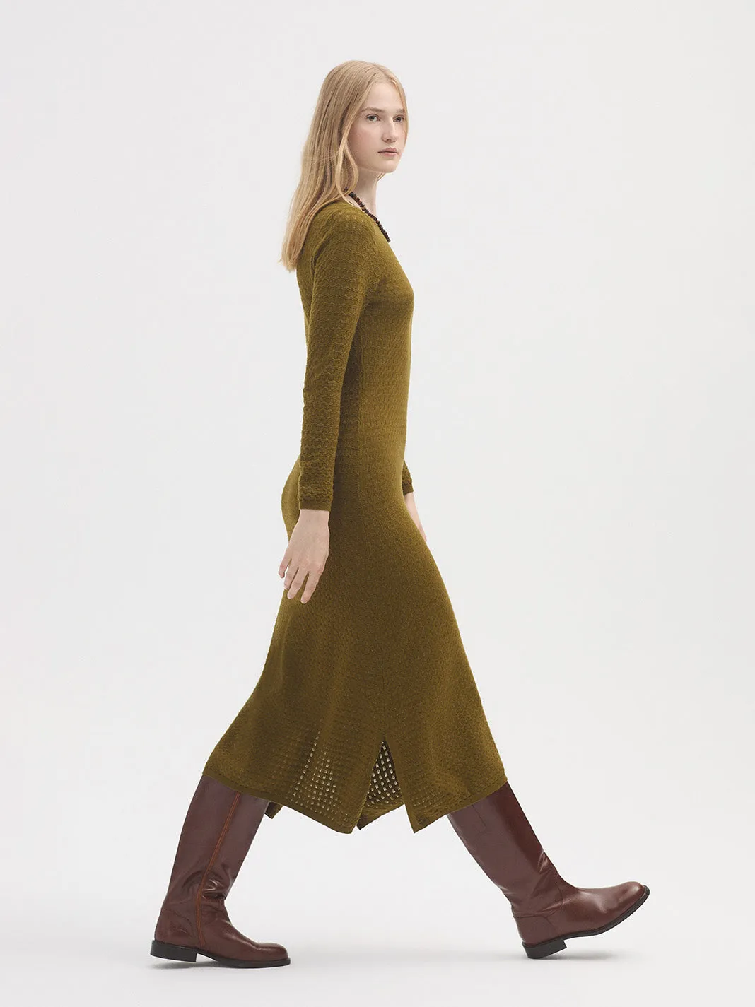 Nice Things Wool Blend Dress - Khaki