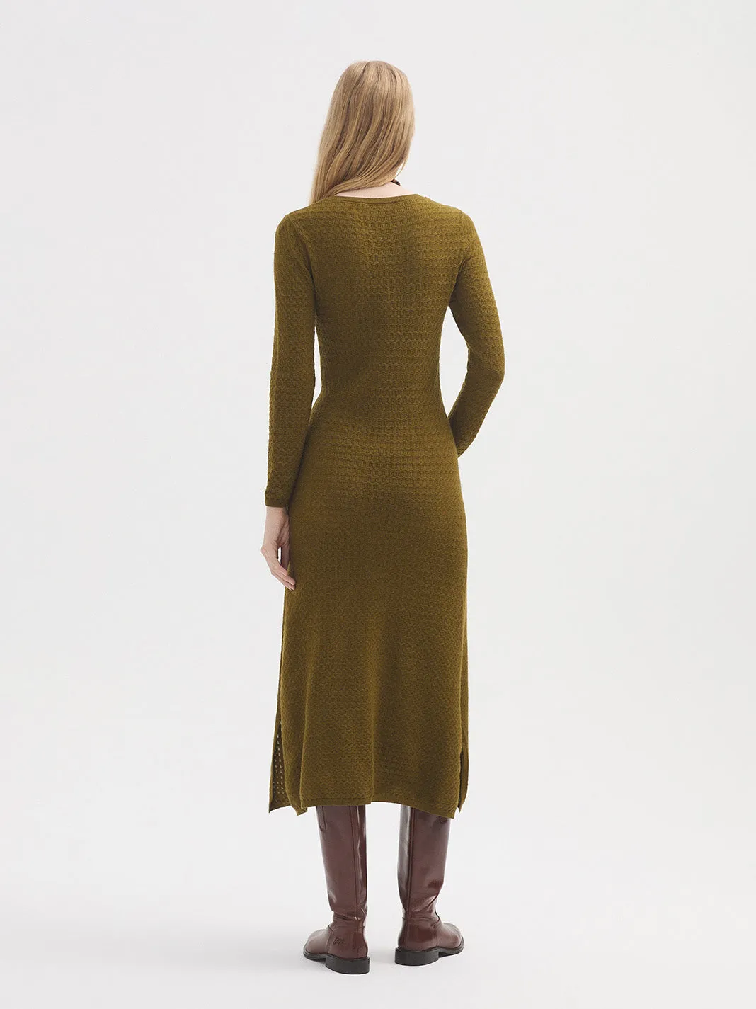 Nice Things Wool Blend Dress - Khaki