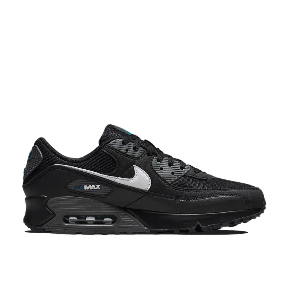 Nike Original Air Max 90 Low Men's Sneakers Winter Breathable Casual Shoes Anti-slip and Wear Resistant Glossy Black