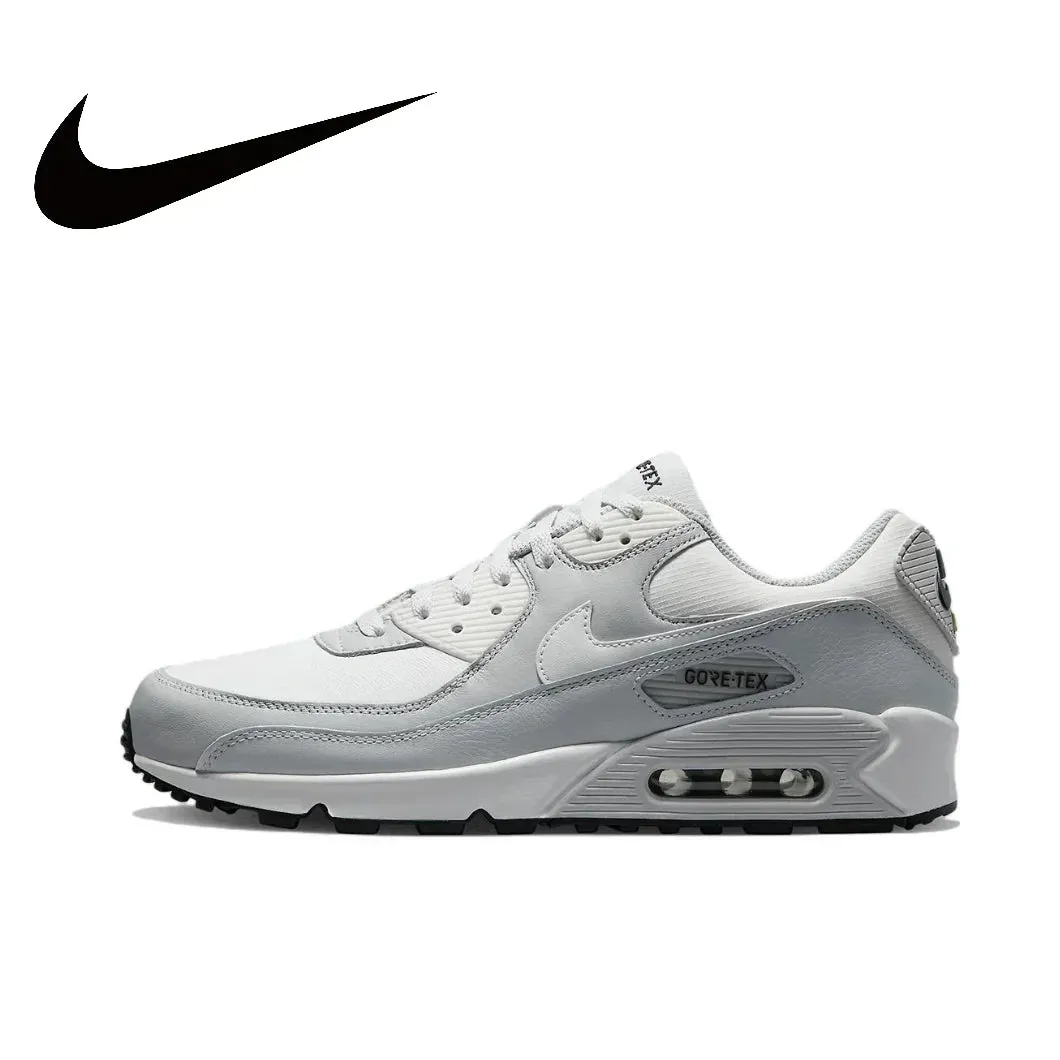 Nike Original Air Max 90 Low Men's Sneakers Winter Breathable Casual Shoes Anti-slip and Wear Resistant Glossy Black