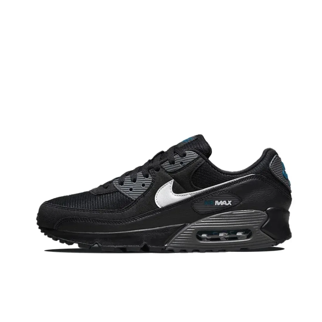 Nike Original Air Max 90 Low Men's Sneakers Winter Breathable Casual Shoes Anti-slip and Wear Resistant Glossy Black